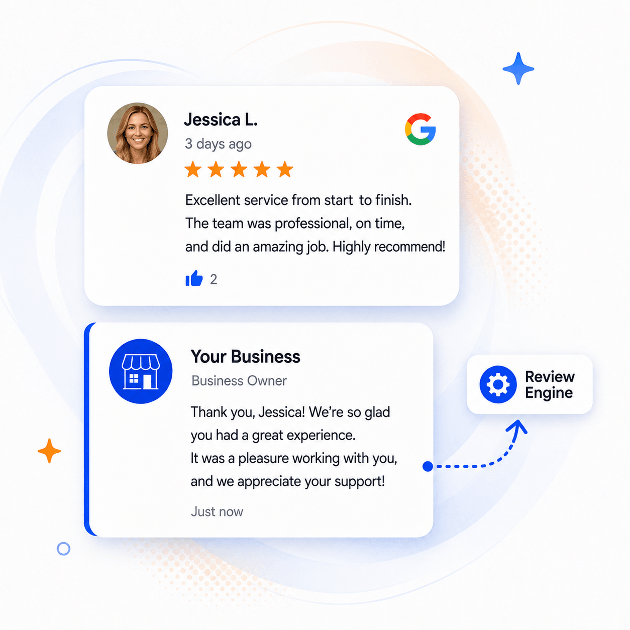 A professional reply posted to a new Google review